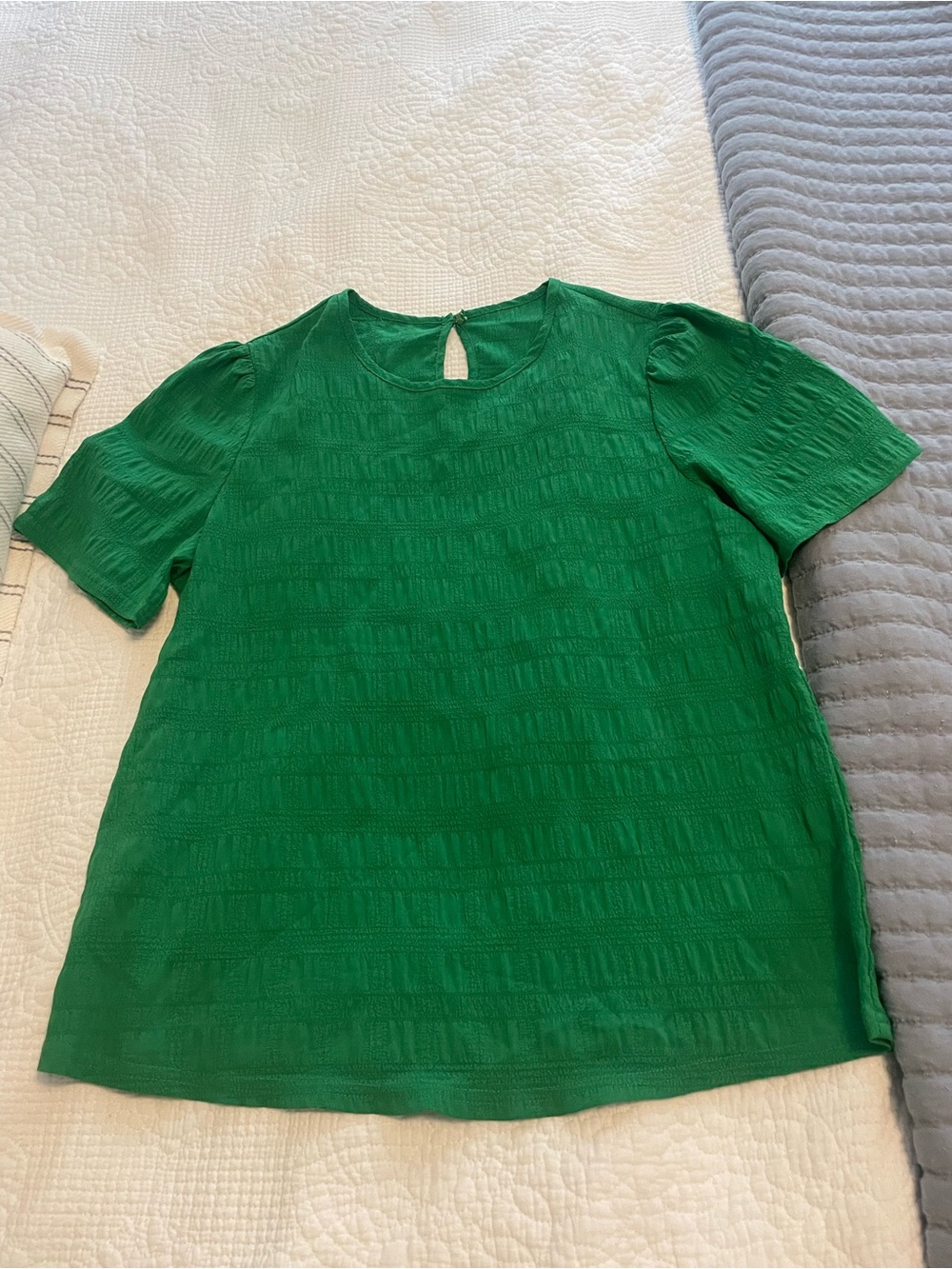 Red Dress Boutique Green Short Sleeve Textured Blouse